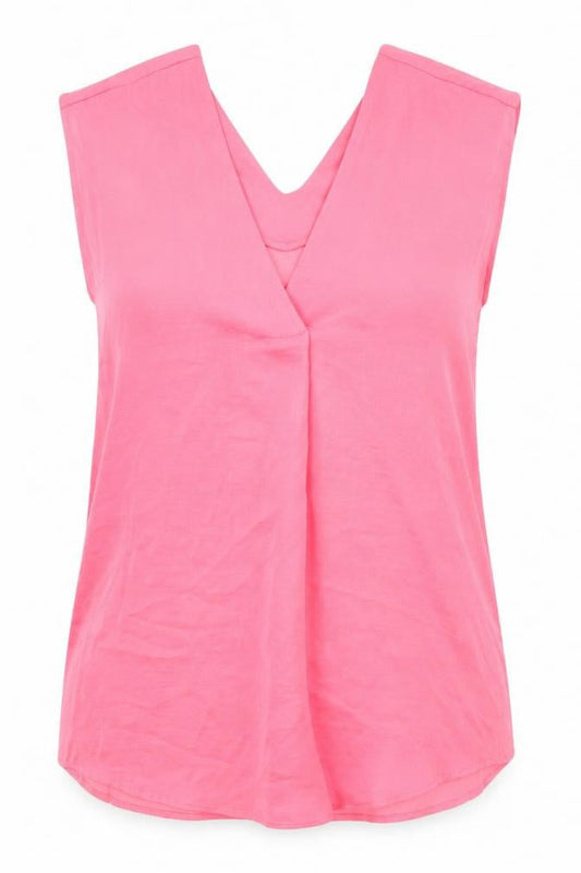 Marks and Spencer Womens Pink Polyester Basic Blouse Size 10 V-Neck