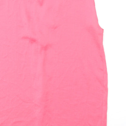 Marks & Spencer Womens Pink Polyester Basic Blouse Size 10 V-Neck