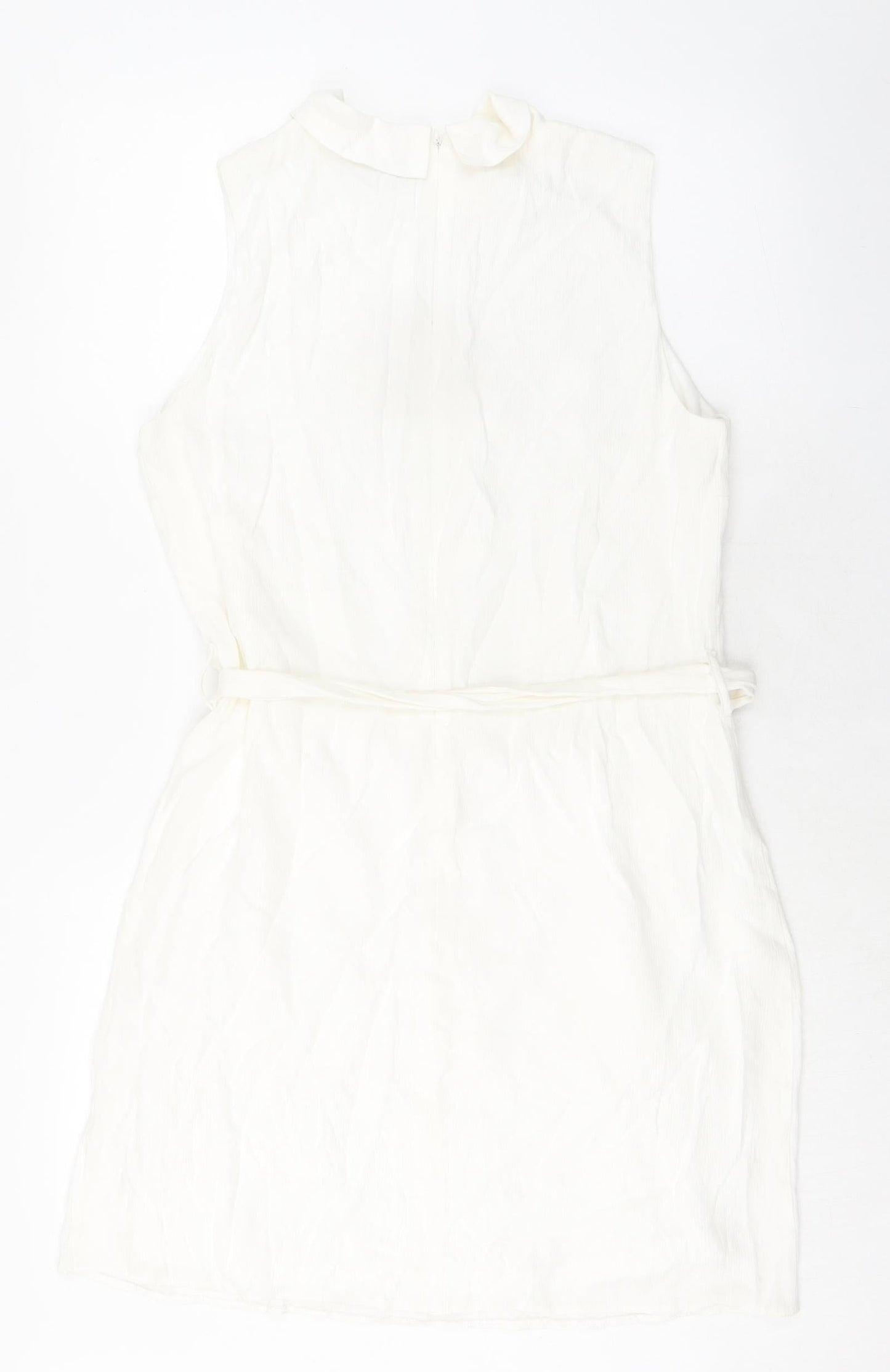 Disdress Womens Ivory Polyester Shift Size 14 Collared Zip - Belted