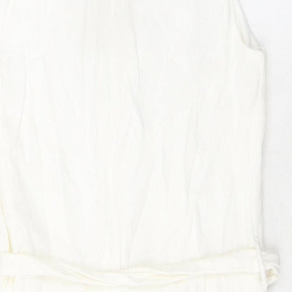 Disdress Womens Ivory Polyester Shift Size 14 Collared Zip - Belted