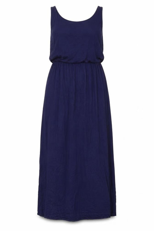 Voulez-Vous Womens Blue Viscose Maxi Size M Scoop Neck Pullover - Elasticated Waist