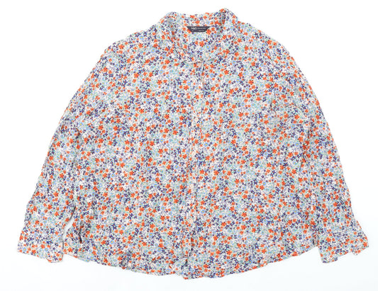 Garfield & Marks Womens Multicoloured Floral Viscose Basic Button-Up Size 14 Collared