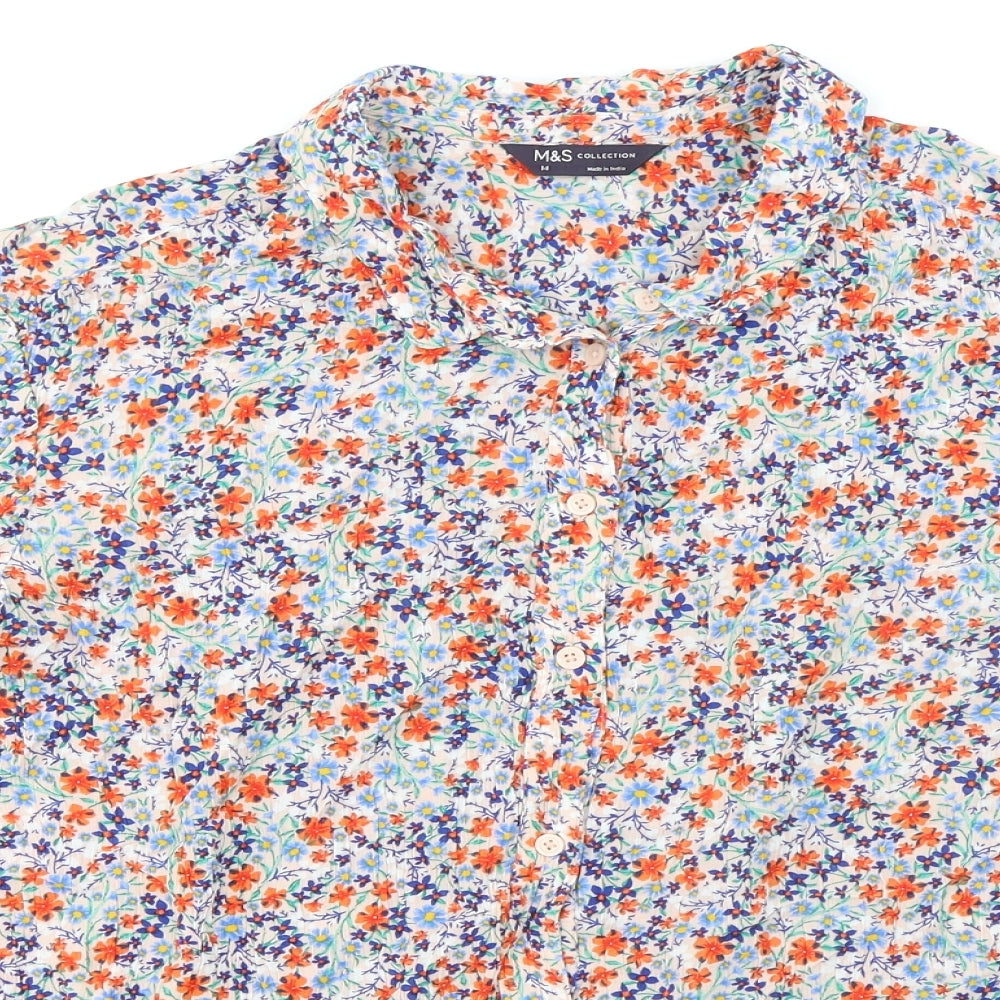 Garfield & Marks Womens Multicoloured Floral Viscose Basic Button-Up Size 14 Collared