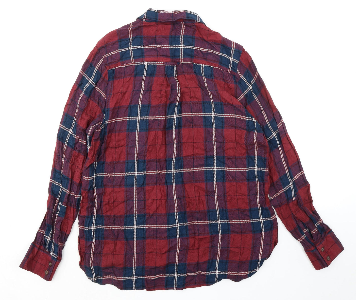 Mauvette Womens Red Plaid Viscose Basic Button-Up Size 12 Collared - Pocket