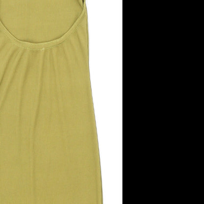 PRETTYLITTLETHING Womens Green Polyester Bodycon Size 8 Halter Button - Ribbed Backless