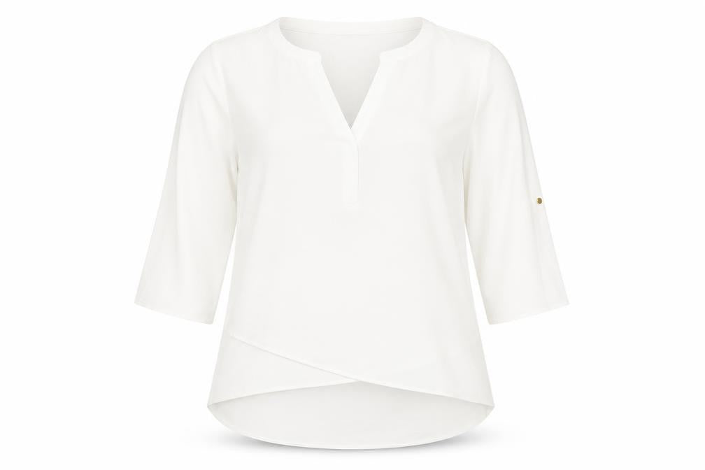 Paraphrase Womens Ivory Polyester Basic Blouse Size 10 V-Neck