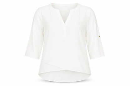 Paraphrase Womens Ivory Polyester Basic Blouse Size 10 V-Neck
