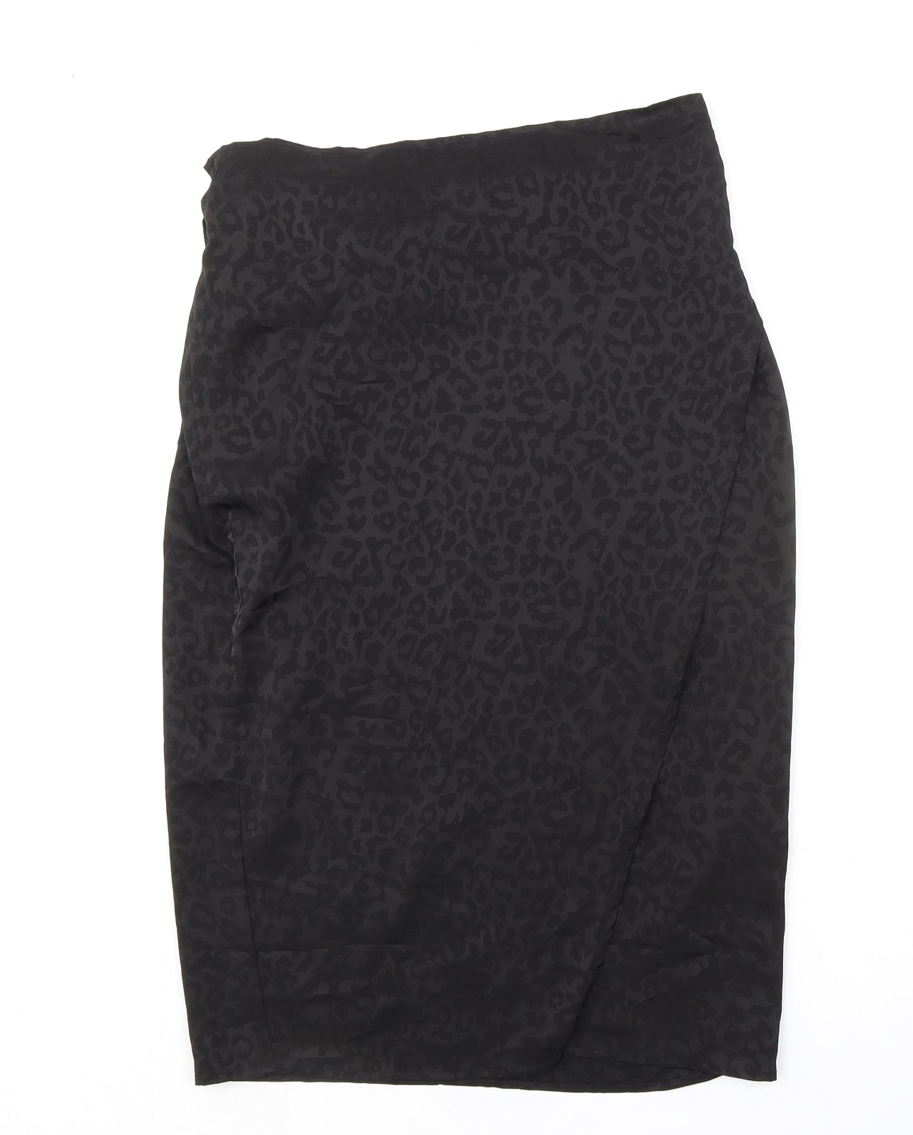 Parallel Lines Womens Black Animal Print Polyester Wrap Skirt Size M Tie