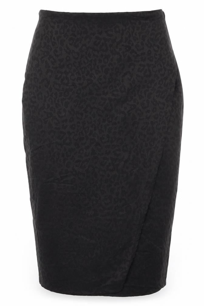 Parallel Lines Womens Black Animal Print Polyester Wrap Skirt Size M Tie
