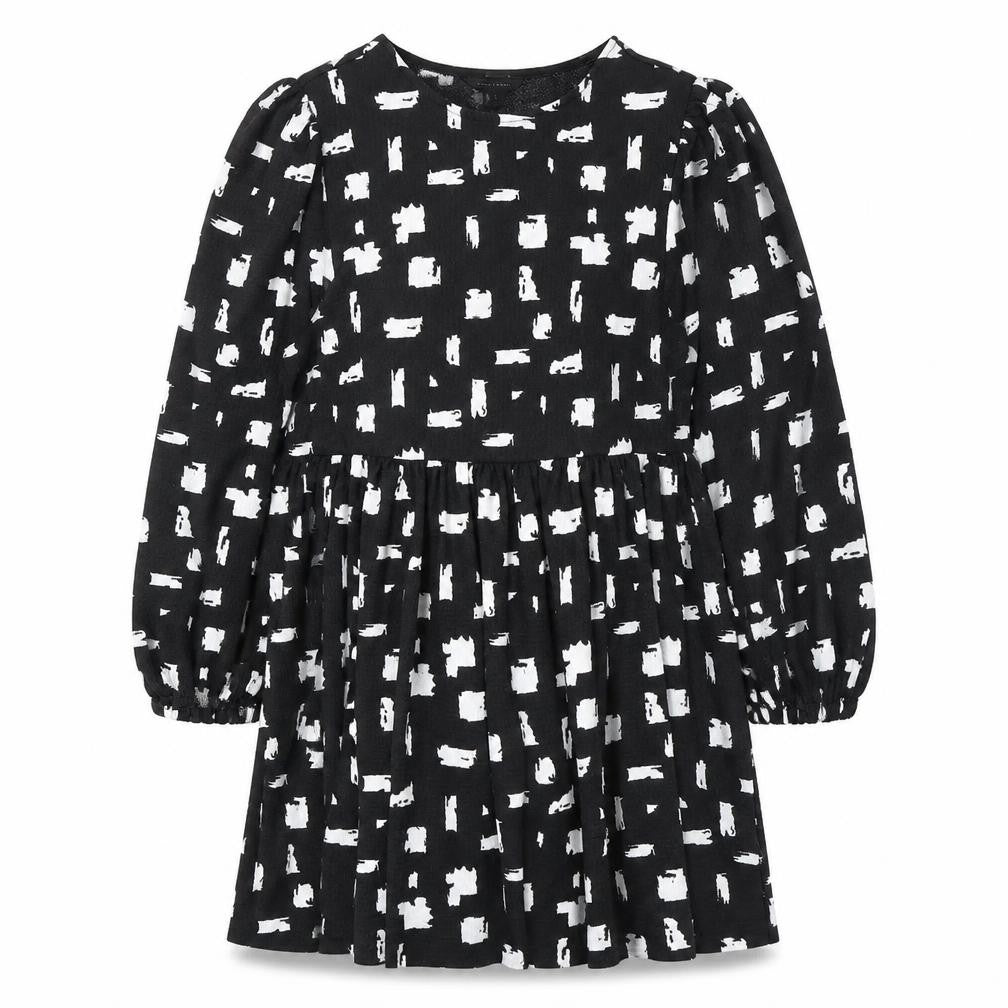 New Look Womens Black Geometric Polyester Fit & Flare Size 14 Round Neck Pullover