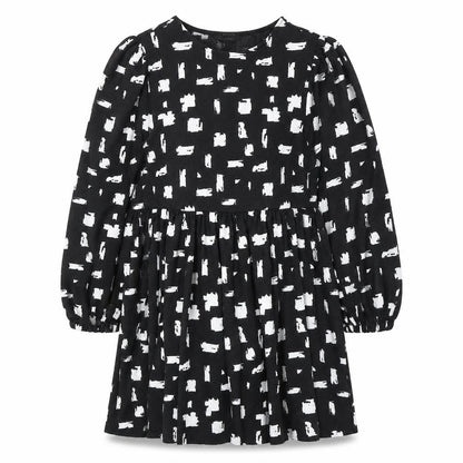 New Look Womens Black Geometric Polyester Fit & Flare Size 14 Round Neck Pullover