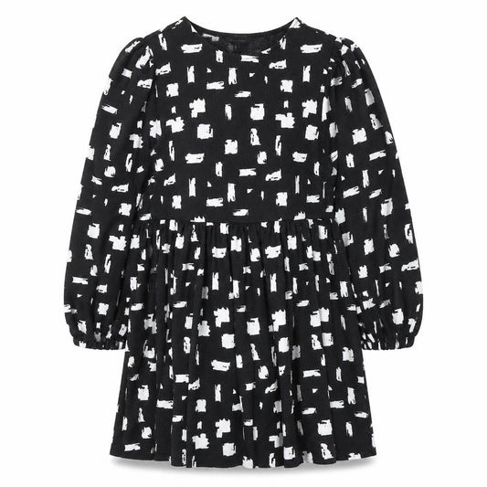 New Look Womens Black Geometric Polyester Fit & Flare Size 14 Round Neck Pullover