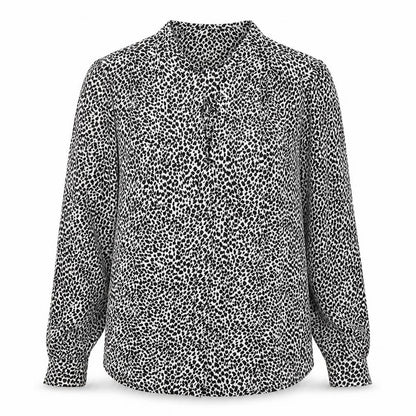 Oasis Womens Black Animal Print Viscose Basic Blouse Size 12 Collared