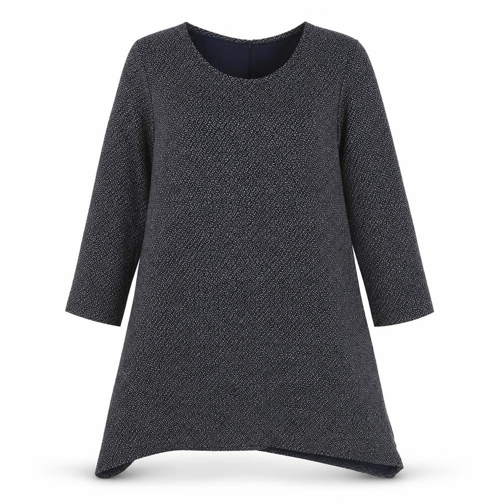 Masai Womens Blue Geometric Viscose A-Line Size M Boat Neck Pullover