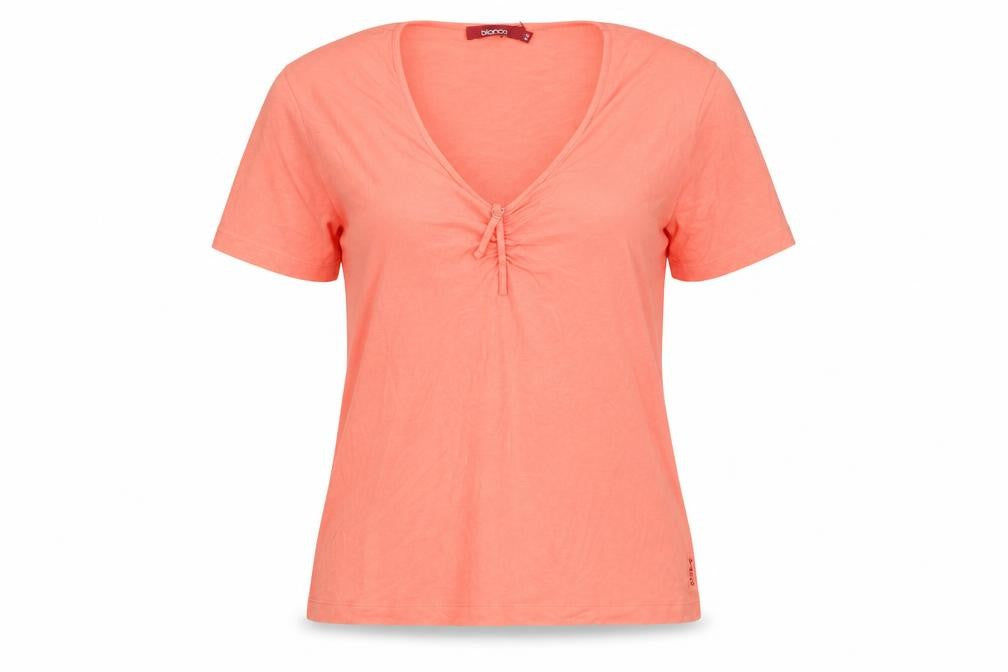 Bianca Womens Orange Polyester Basic T-Shirt Size 14 Round Neck
