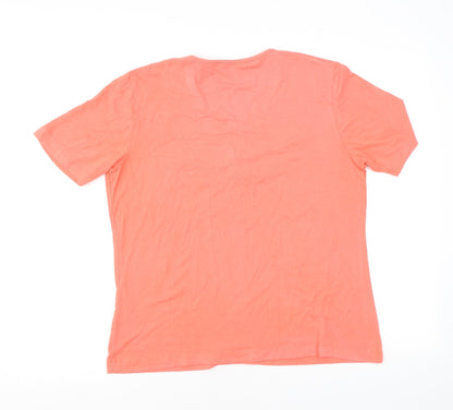 Bianca Womens Orange Polyester Basic T-Shirt Size 14 Round Neck