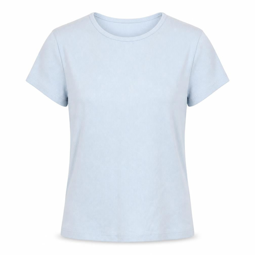 Bershka Womens Blue Polyester Basic T-Shirt Size M Round Neck