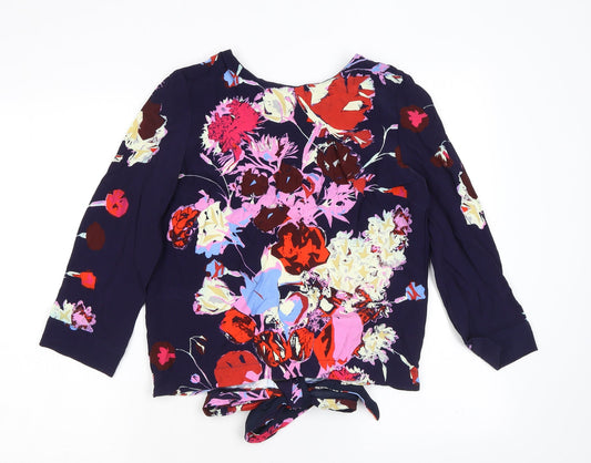 Preloved Finery Womens Multicoloured Floral Viscose Basic Blouse Size 8 Round Neck - Front