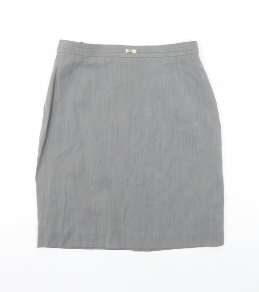 Betty Jackson Womens Grey Polyester A-Line Skirt Size 14 Zip