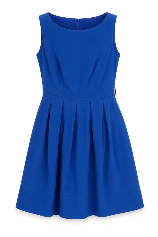 New Look Womens Blue Polyester Fit & Flare Size 14 Round Neck Zip