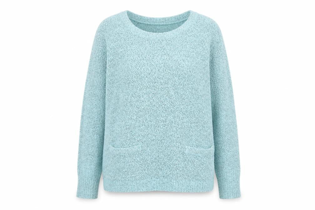 M&Co Womens Blue Round Neck Acetate Pullover Jumper Size M - Pockets