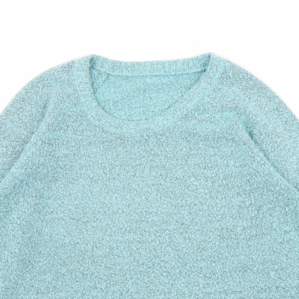 M&Co Womens Blue Round Neck Acetate Pullover Jumper Size M - Pockets