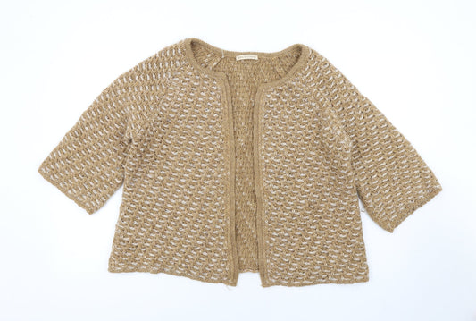 Maria Bellentani Womens Brown Round Neck Acrylic Cardigan Jumper Size 14