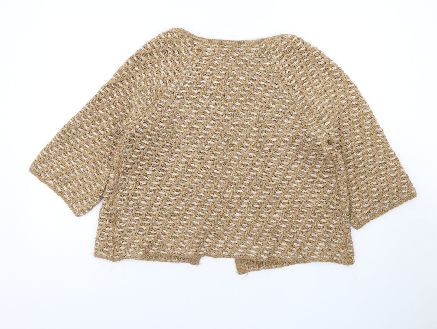 Maria Bellentani Womens Brown Round Neck Acrylic Cardigan Jumper Size 14
