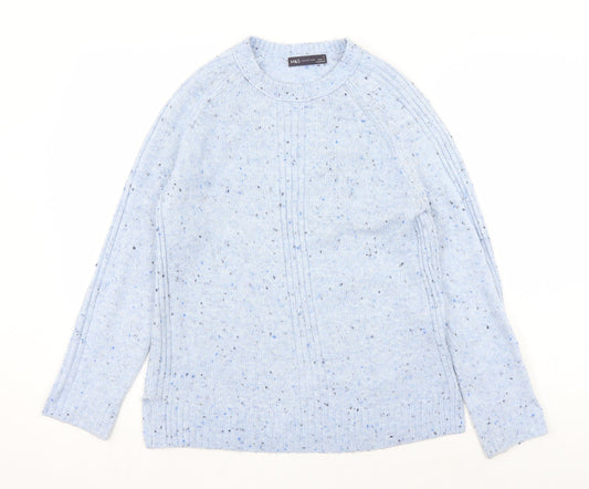 Marks and Spencer Womens Blue Round Neck Acrylic Pullover Jumper Size S