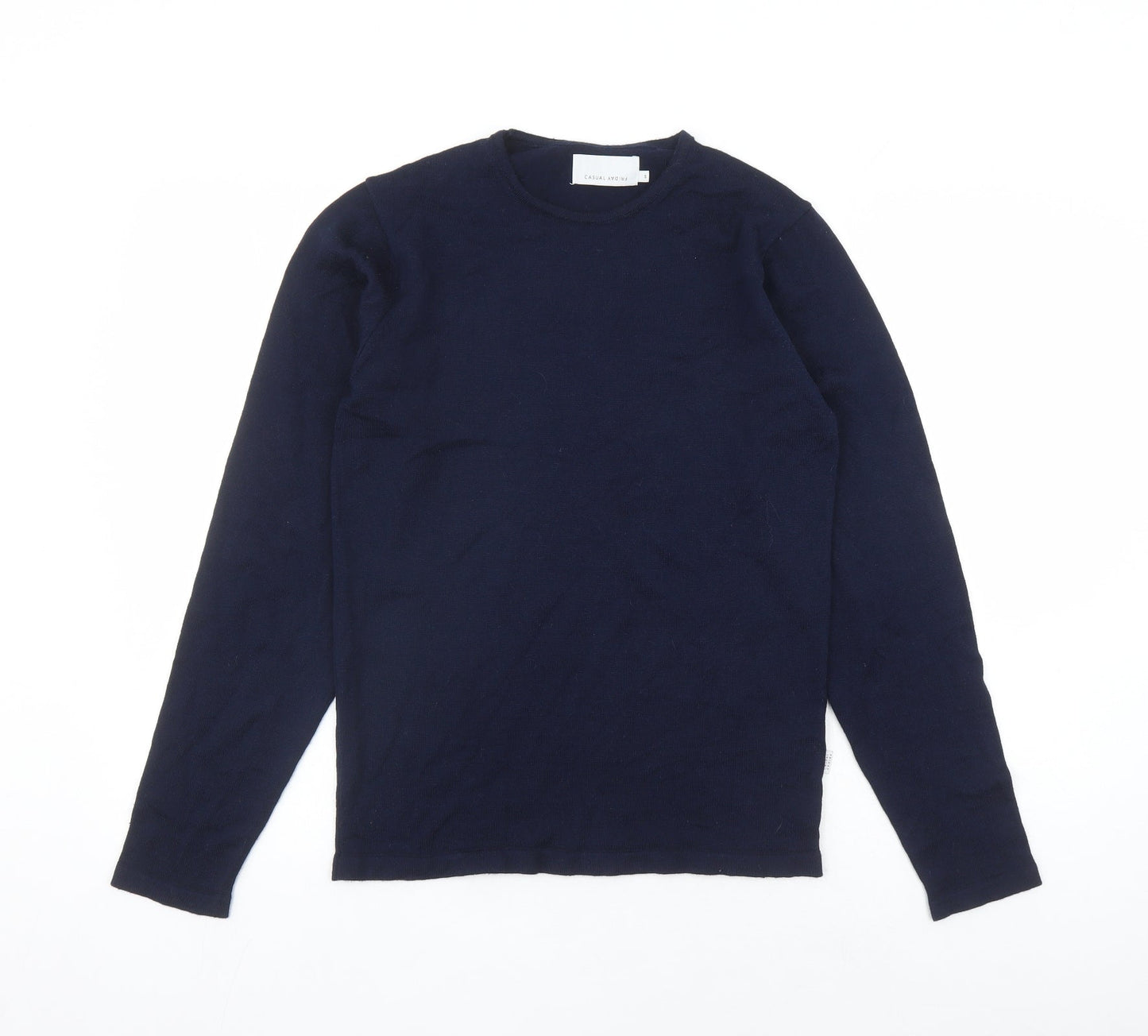 Casual Friday Womens Blue Round Neck Wool Pullover Jumper Size S