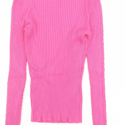 H&M Womens Pink Scoop Neck Viscose Pullover Jumper Size M