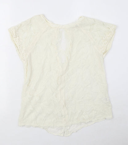River Island Womens Ivory Viscose Basic Blouse Size 10 Round Neck
