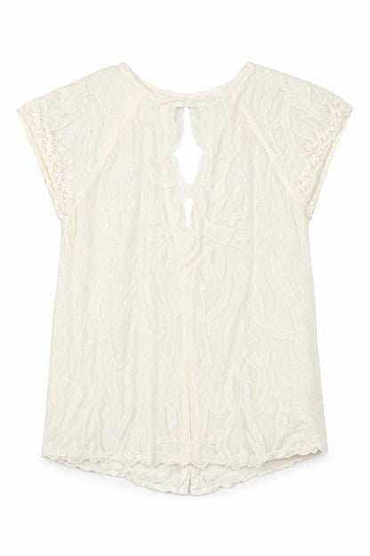 River Island Womens Ivory Viscose Basic Blouse Size 10 Round Neck