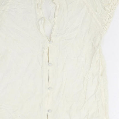 River Island Womens Ivory Viscose Basic Blouse Size 10 Round Neck