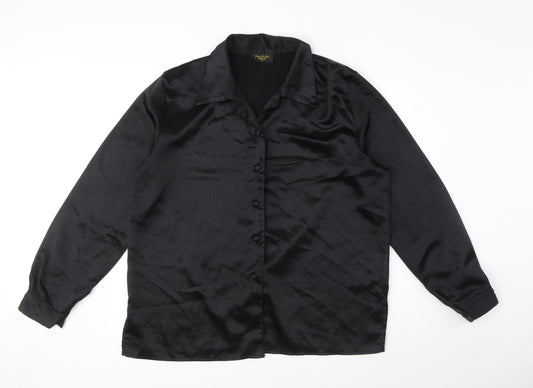 Nahila London Womens Black Polyester Basic Button-Up Size 18 Collared