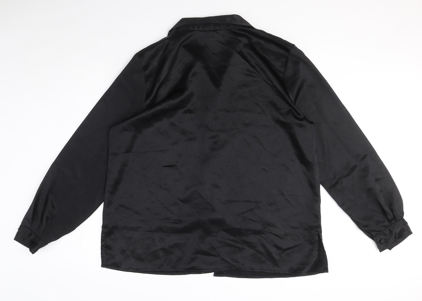 Nahila London Womens Black Polyester Basic Button-Up Size 18 Collared