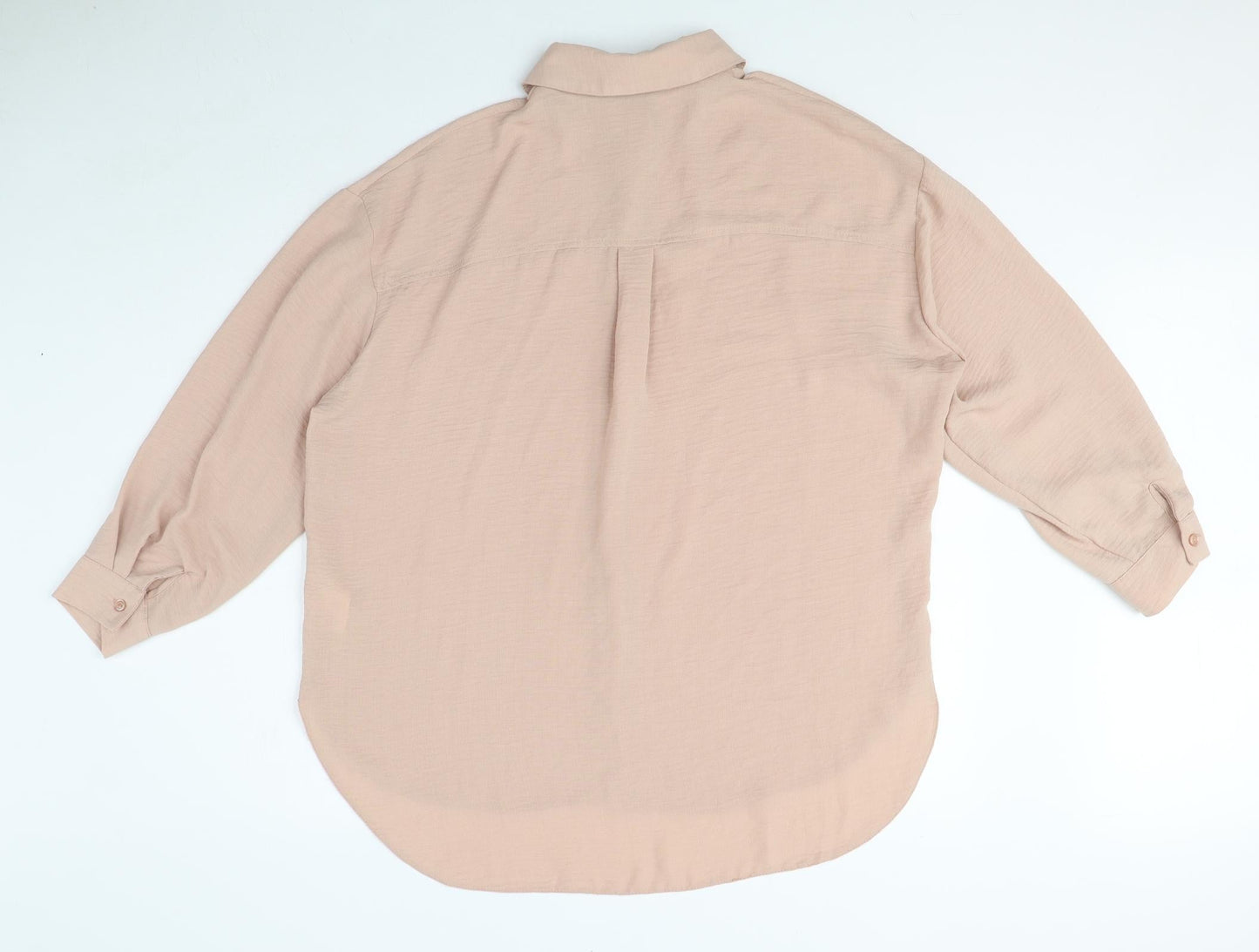 New Look Womens Pink Polyester Basic Button-Up Size 8 Collared - Oversized