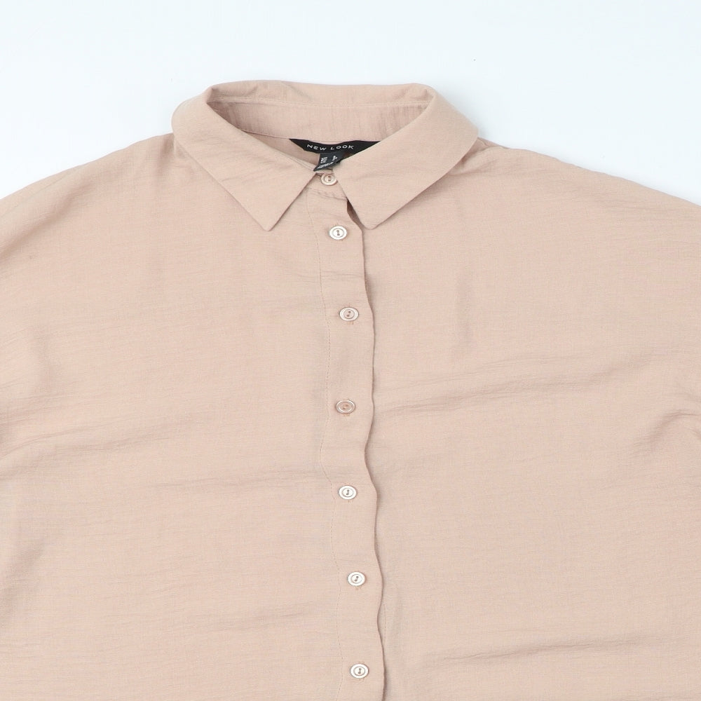 New Look Womens Pink Polyester Basic Button-Up Size 8 Collared - Oversized