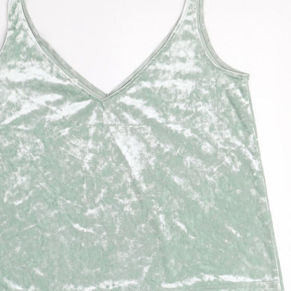 H&M Womens Green Polyester Camisole Blouse Size S V-Neck
