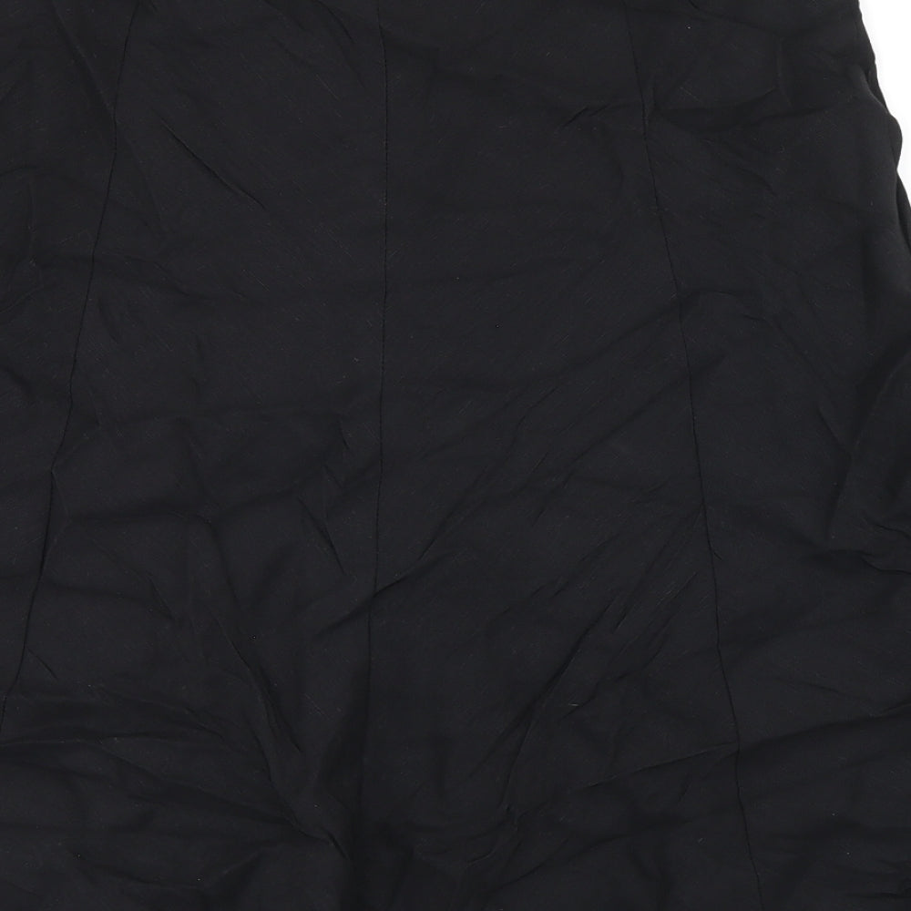 Oasis Womens Black Linen Swing Skirt Size 12 Zip