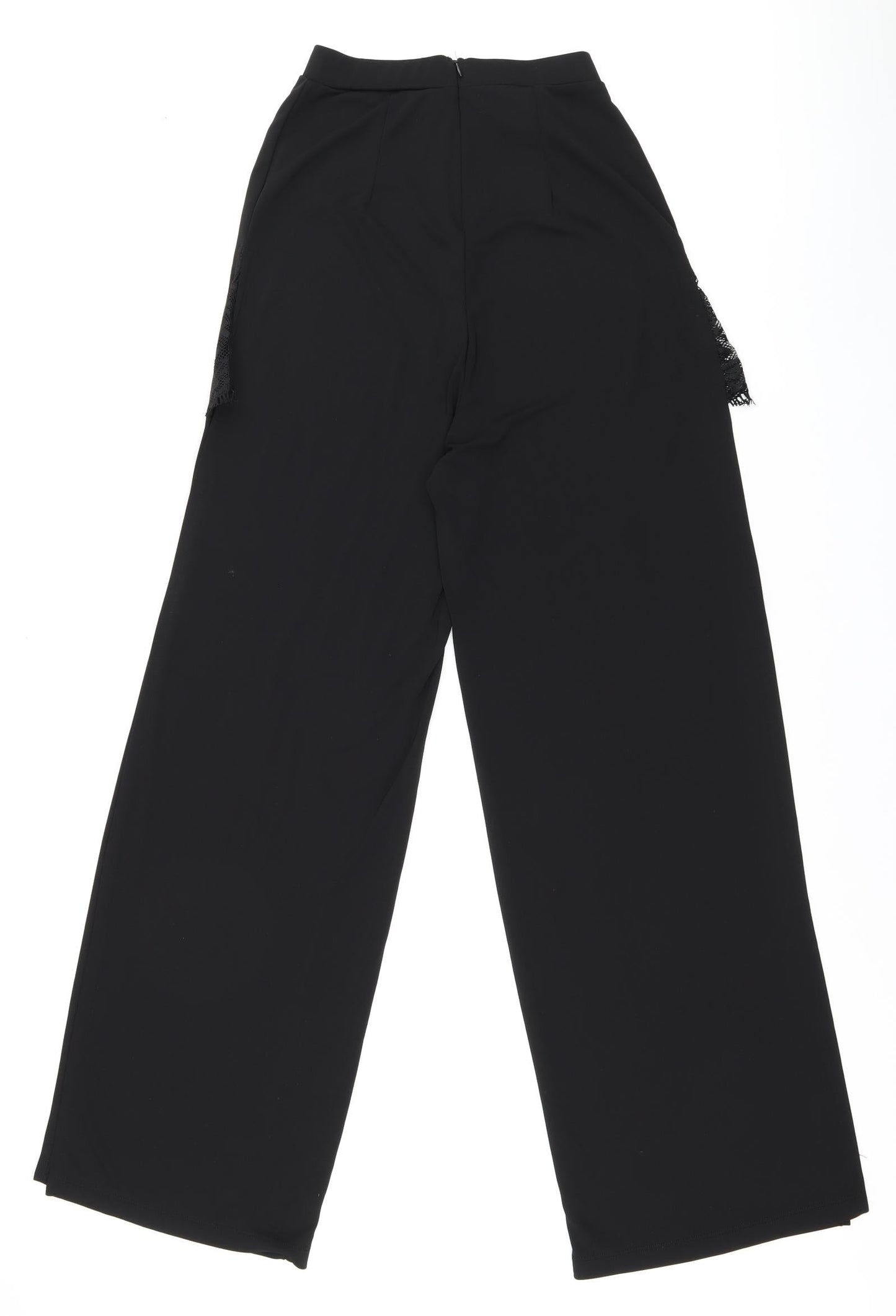 ASOS Womens Black Polyester Trousers Size 8 L29.5 in Regular Zip - Lace Detail Thigh Split