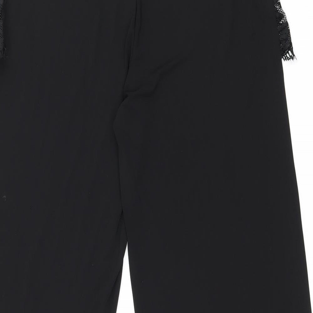 ASOS Womens Black Polyester Trousers Size 8 L29.5 in Regular Zip - Lace Detail Thigh Split