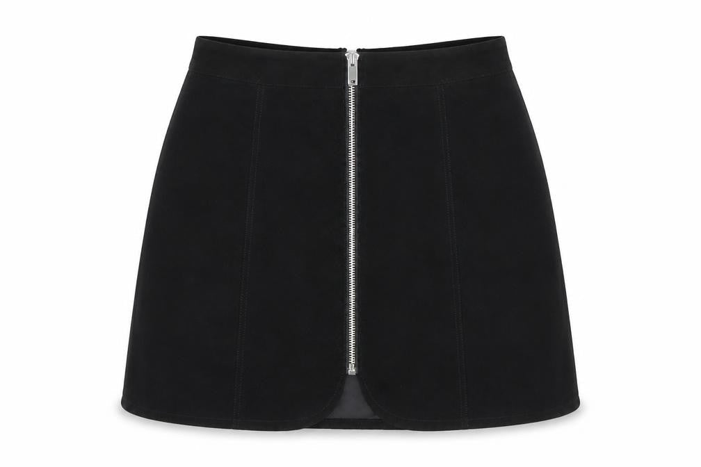 H&M Womens Black Polyester Mini Skirt Size 8 Zip