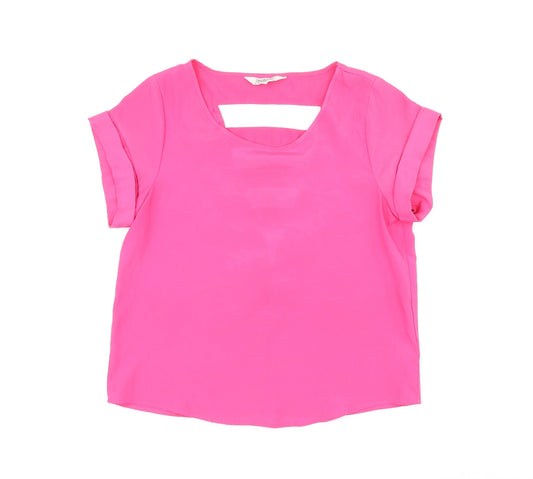Tramp Womens Pink Polyester Basic Blouse Size M Round Neck