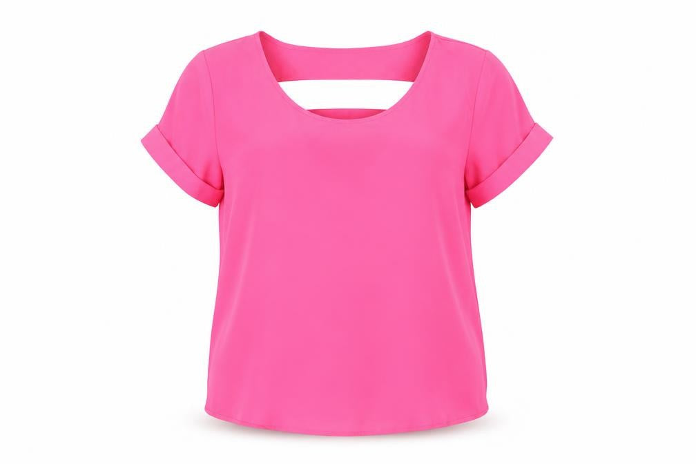 Tramp Womens Pink Polyester Basic Blouse Size M Round Neck