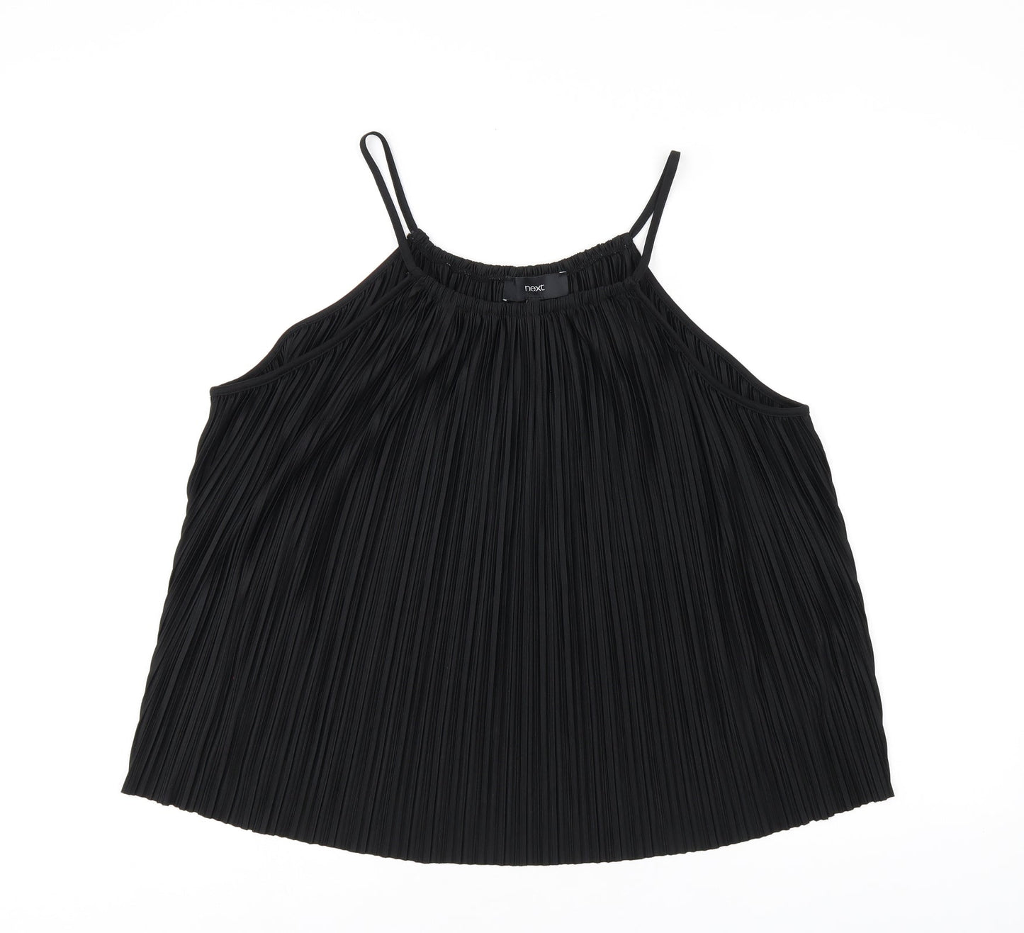 NEXT Womens Black Polyester Basic Tank Size 14 Square Neck - Pleated Detail