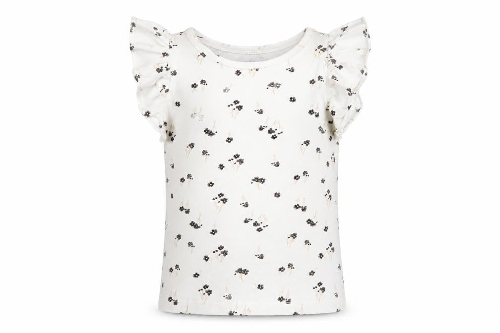 H&M Boys Ivory Floral Cotton Basic T-Shirt Size 5-6 Years Round Neck Pullover