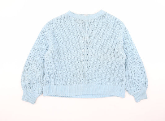 H&M Womens Blue Round Neck Polyester Pullover Jumper Size L