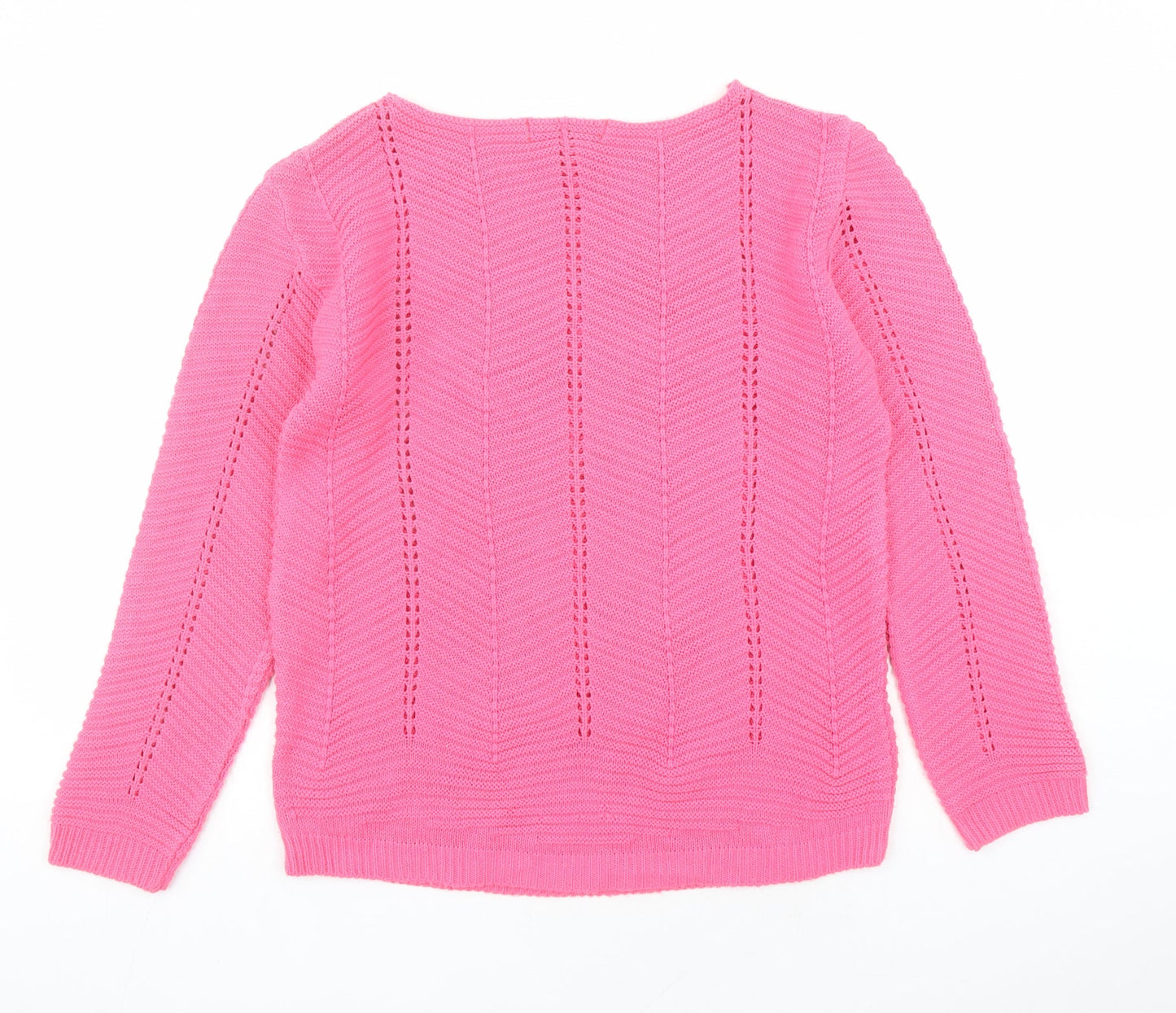 EWM Womens Pink Boat Neck Acrylic Pullover Jumper Size 10 - Size 10-12