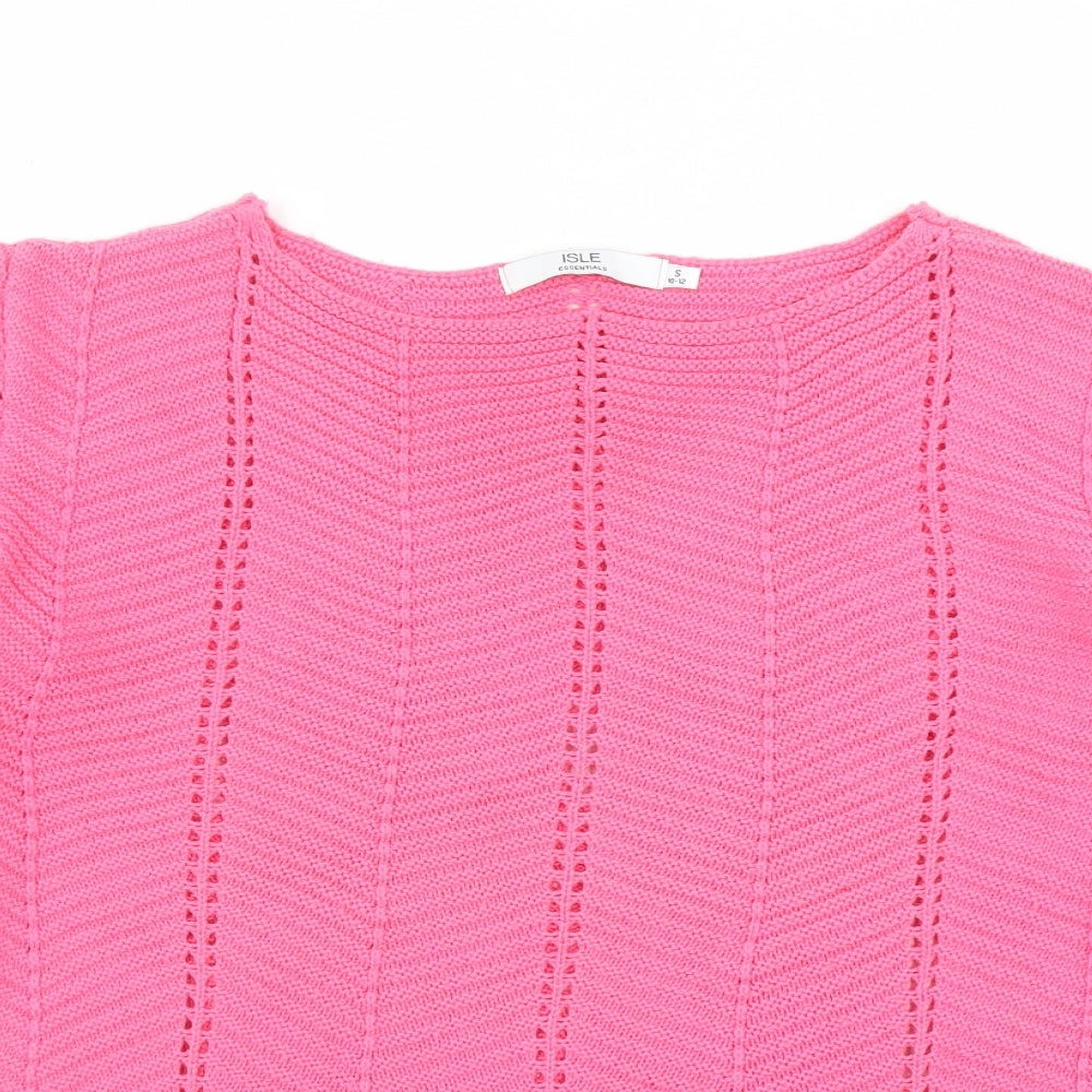 EWM Womens Pink Boat Neck Acrylic Pullover Jumper Size 10 - Size 10-12